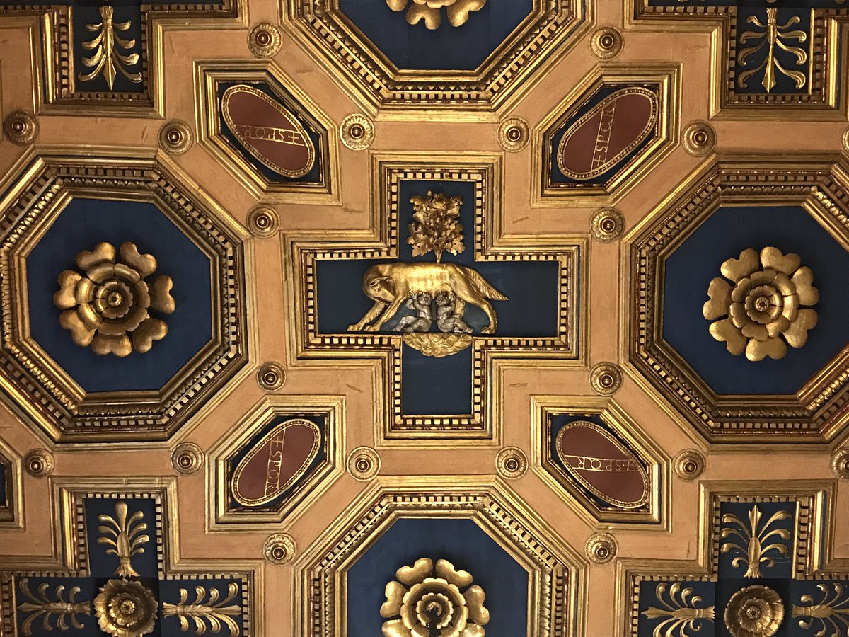 eilidhdouglas's tweet photo. The Capitoline’s oldest ceiling dates from 1516-19 and depicts the wolf suckling the twins, Rome’s founding myth. #spqr #rome #italy #romanadventures https://t.co/SNaotGsZmB