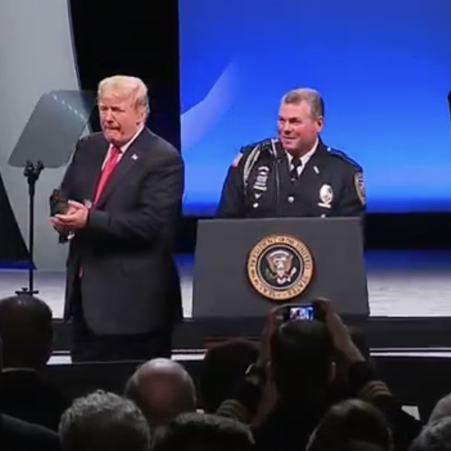 DixonPolice's tweet photo. Officer Dallas and the other finalists for the @TheIACP Officer of the Year Award were recognized by @POTUS @realDonaldTrump today at the #IACP2018 Conference in Orlando. https://t.co/bKMy01L3Tz