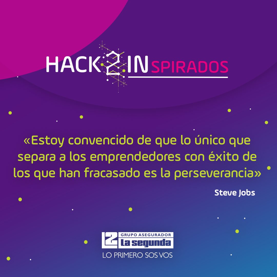 ElHubL2's tweet photo. Comenzó el lunes #Hack2INspirados con una muy buena recomendación del genio de 🍏! #Perseverar hasta que la idea tome forma! #hack2in https://t.co/vYJkFcGcFv