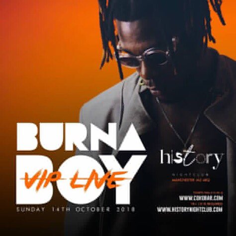 Catch <a href="/burnaboy/">Burna Boy</a> next week at history! Get your tickets on the <a href="/CokobarMcr/">Cokobar Manchester</a> website. You know it’s going to lit