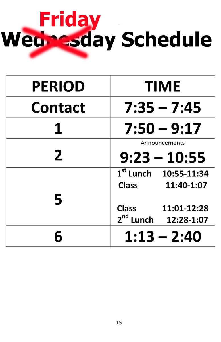 DON'T FORGET--because of the PSAT, we are swapping Wednesday and Friday schedules THIS WEEK ONLY. You will go to ALL CLASSES on Wednesday. You will go to hours 1, 2, 5 and 6 on Friday. It all goes back to normal next week.