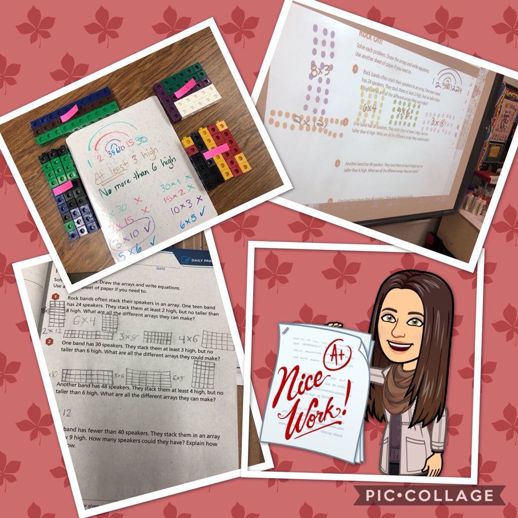 yankeesgirl4ev's tweet photo. Real life world problems that can be solved with arrays in different ways - drawings, cubes, factor rainbows, counters... #mathinvestigations #jmiedison #edisonk12 #jmi4th #jmiknights #criticalthinking #handson #toolsnottoys https://t.co/NcZ5jZZG8i