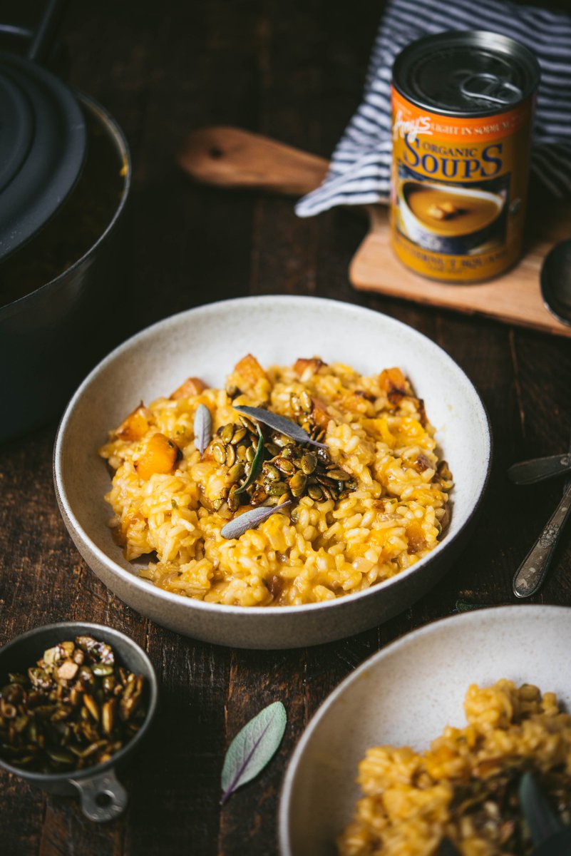 superfoodrunner's tweet photo. Vegan comfort food at its finest: Butternut Squash Sage Risotto with Candied Pumpkin Seeds, starting with @AmysKitchen Organic Butternut Squash Soup! #Sponsored #AmysKitchen #AmysSoups #SoupSeason #StartWithAmys https://t.co/mq0LCRqRLL https://t.co/MKuyXvr6P3