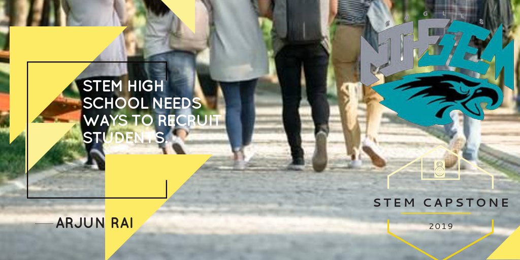 ArjunrCapstone's tweet photo. STEM Capstone is a project that we do during our senior year in High school to solve a problem within our community.
My Capstone project- STEM High School needs ways to recruit students. Key steps: Identify, Investigate, Interpret, Ideate, Implement, and Inform. @STEMcapstone https://t.co/n0Cx2Zd8S0