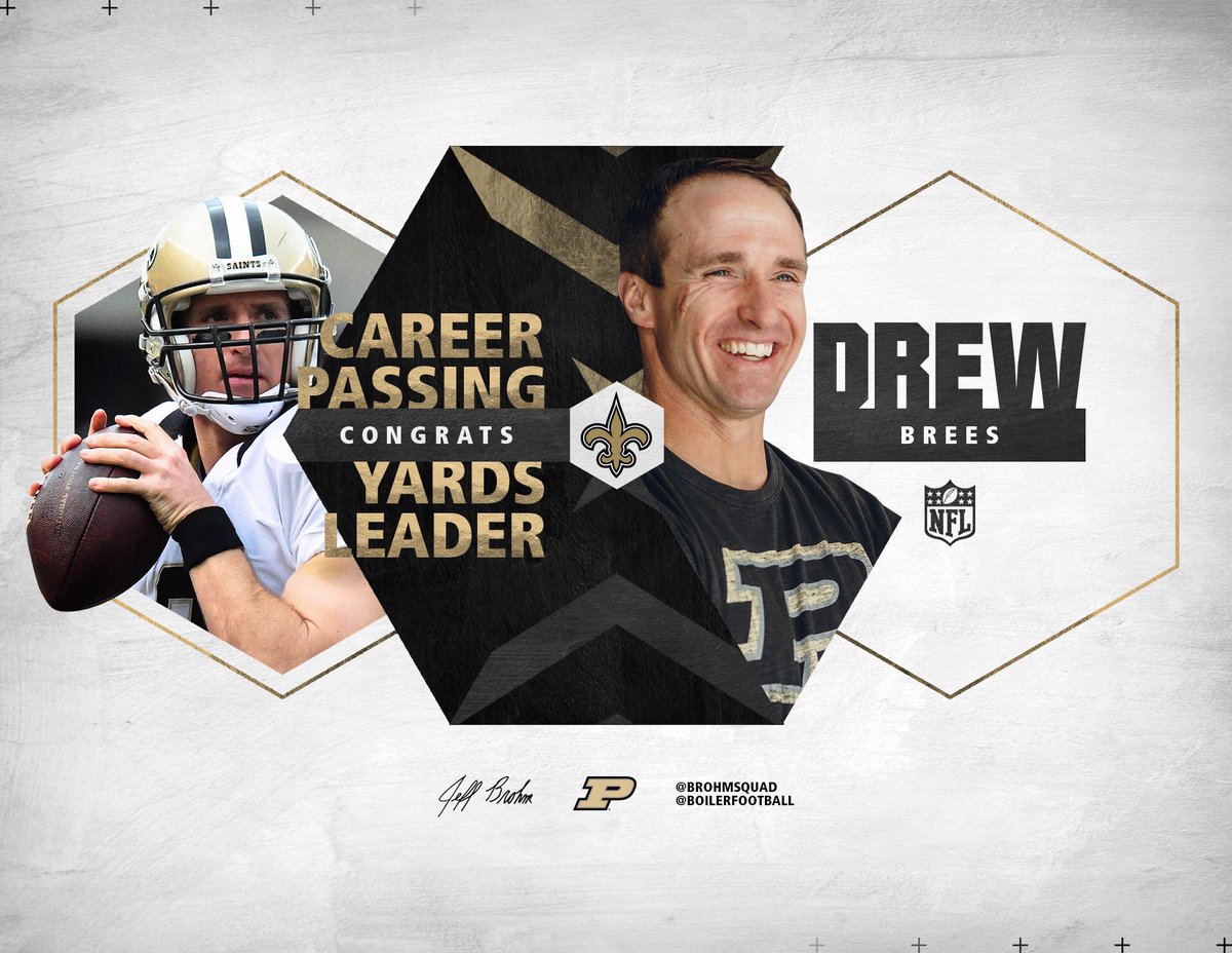 Congratulations to the <a href="/NFL/">NFL</a>’s Career Passing Yards Leader, <a href="/drewbrees/">Drew Brees</a>! <a href="/Saints/">New Orleans Saints</a> 

#BoilerUp #WhoDat