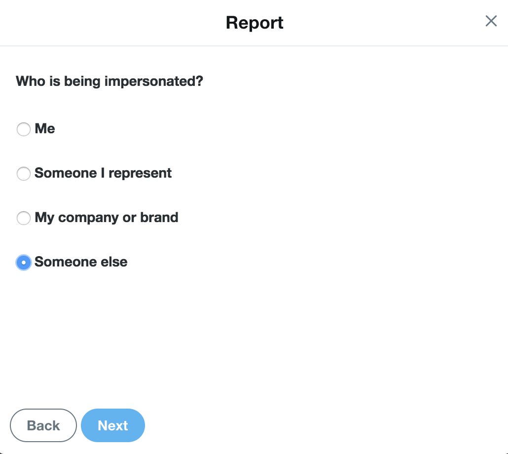 /23 - Do you want to know how to report a  #bot? This is how I report a bot.1. Click Report 2. Choose they are pretending to be someone else. 3. Say that they are a bot  #bot