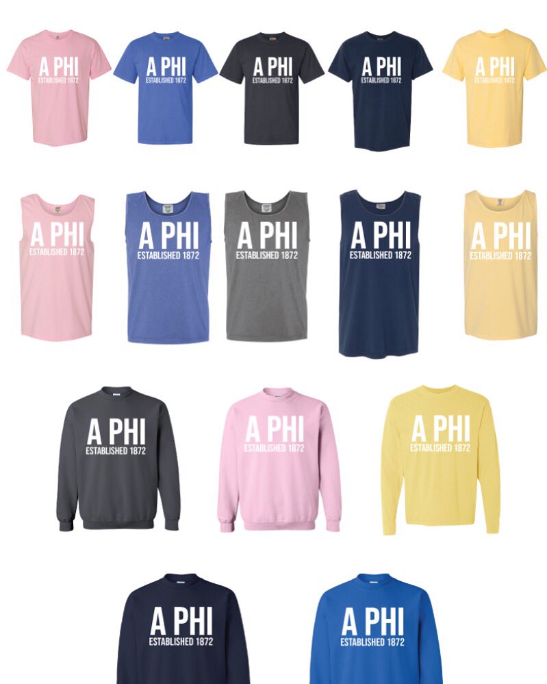 TAMUC_CPC's tweet photo. AΦ FALL SHIRTS ✨ the more sold = cheaper they get (they won’t charge cards until Oct 14 in which the lowest price will be charged) Order now and contact @AlphaPhi1872 for more info
https://t.co/78Gr7VBFXc https://t.co/RKFKhcUhGT