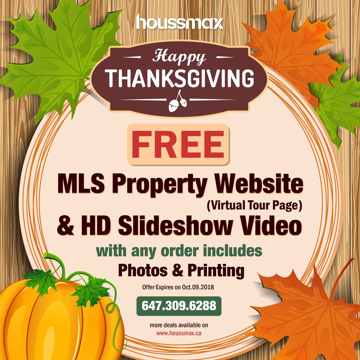 Good Morning🍂🌎#happylongweekend #thanksgiving2018 Get 🔥FREEproperty website/ MLS virtual tour page & HD Photo slideshow Video with any order includes 🔹Photo AND Printing🔹 BOOK soon 647-309-6288. Deal ends on Oct 09. More available packages on♦️Houssmax.ca♦️