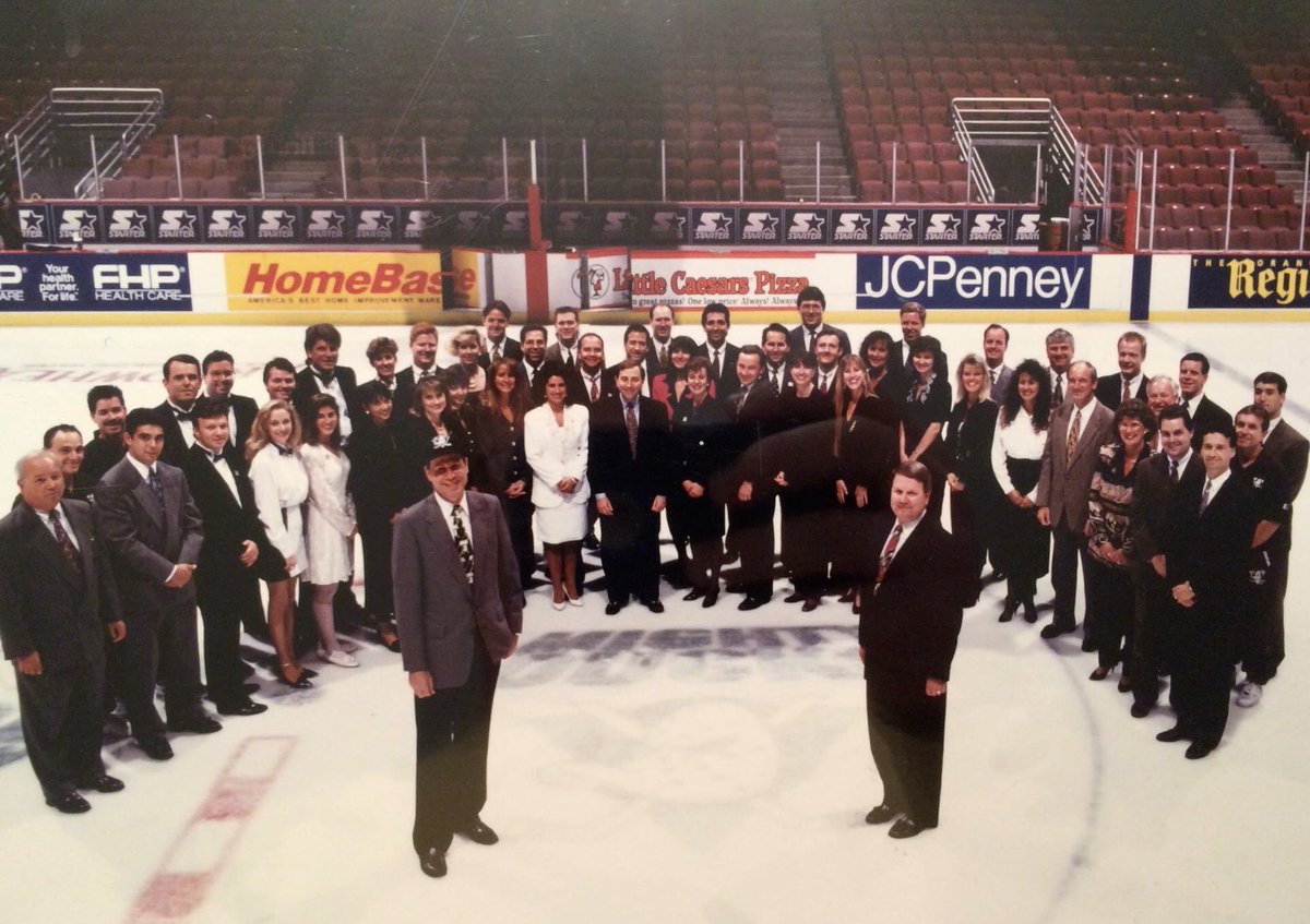 kgilmore88's tweet photo. 25 years ago today the pucked dropped in Anaheim for the first time. Tagged as many people as I could find in this picture taken that morning. Franchise granted in Dec 1992 and start of play Oct 1993 - 10 of the craziest and best months of my career #mightyducksofanaheim https://t.co/fG1SgjG8vn