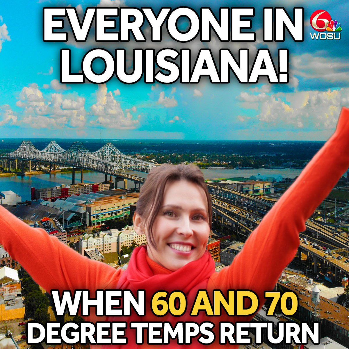 wdsu's tweet photo. Who else is getting their sweater ready? #nola #nolawx #louisiana #fallfinally https://t.co/oT0k8y50Lx https://t.co/5p5we6J6dt