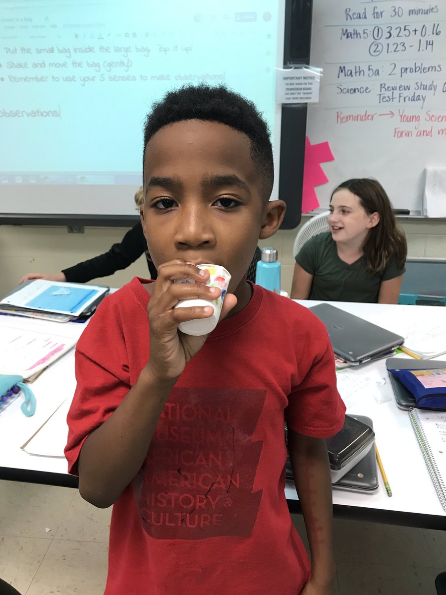 We had a BLAST today exploring the effects of temperature on matter! NaCl and ice combined made for a lower freezing point and excellent conditions for some yummy ice cream 😋