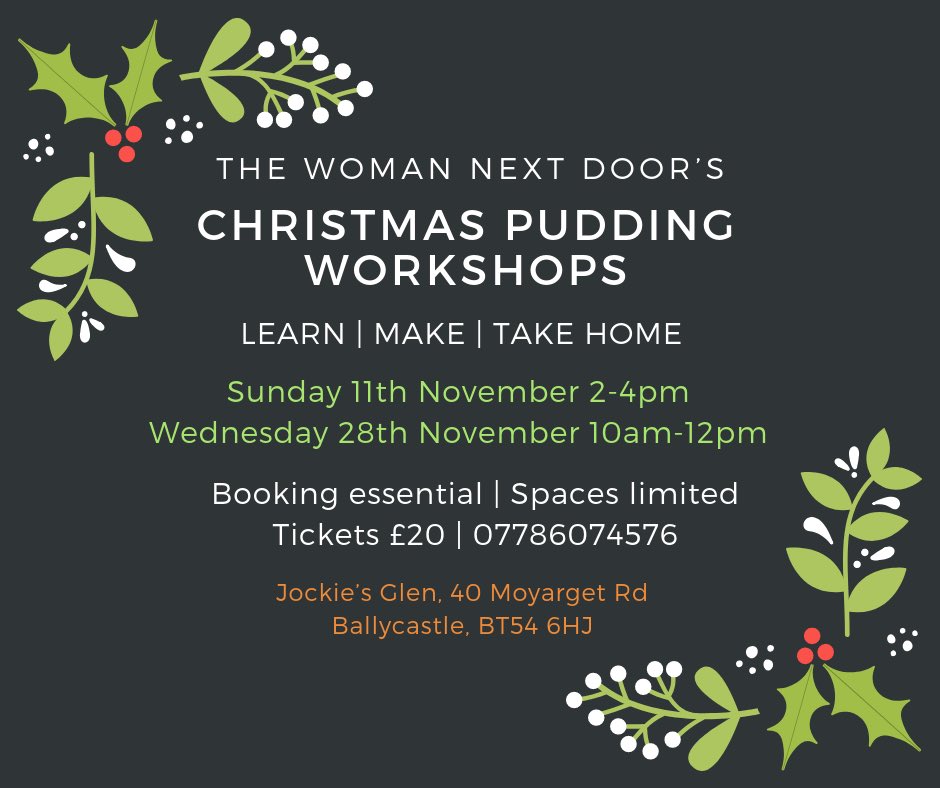 We’ll discuss different styles of puddings, ingredients &amp; tradition. There’ll be festive refreshments &amp; music whilst the group makes 2 different puds. Each guest will take home 2 small puds to steam &amp; store for the big day.🎄 A fab way to start building the festive larder.