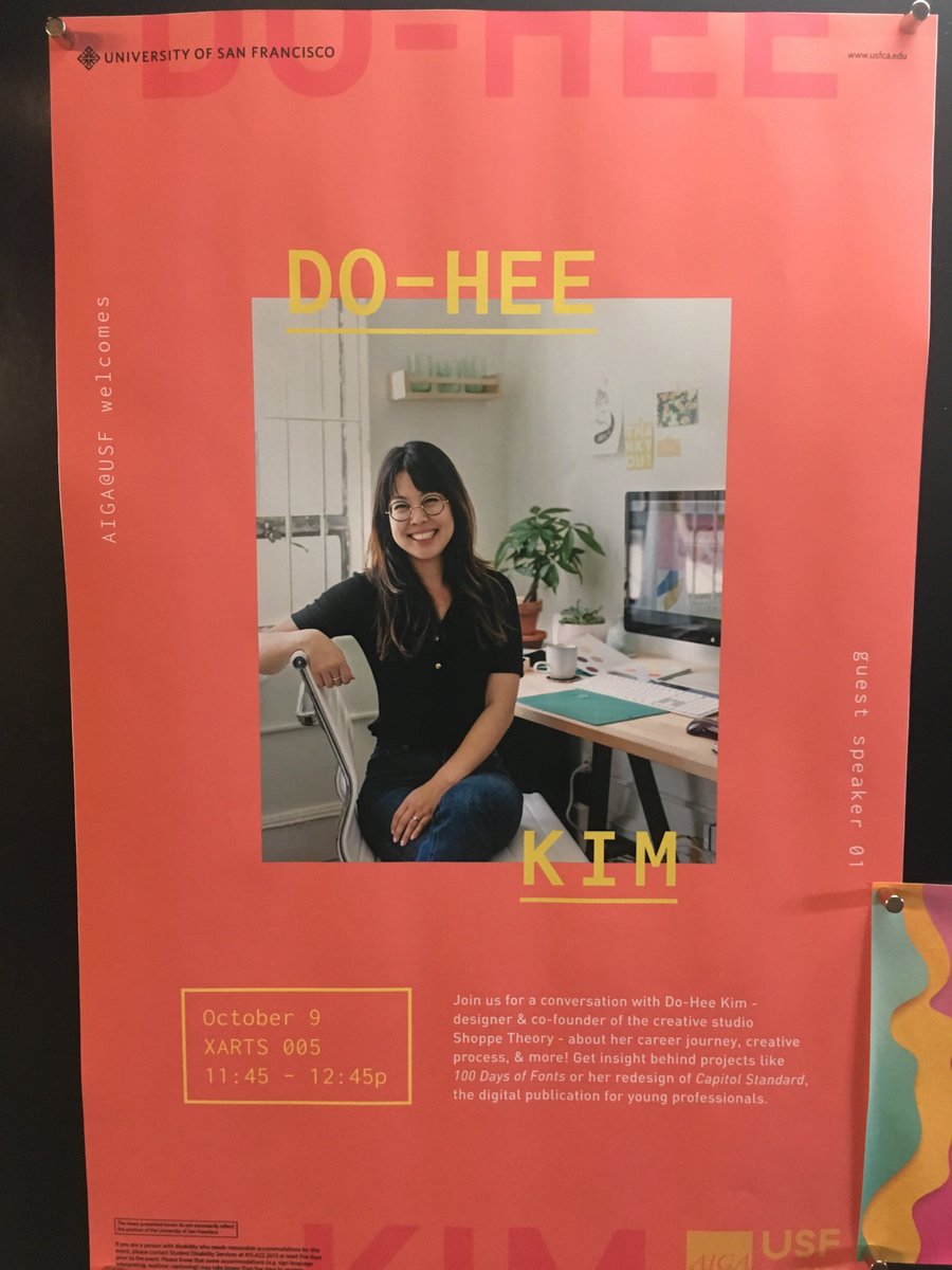 USFCADesign's tweet photo. Join our AIGA student group at #USFCA for a conversation with designer Do-Hee Kim @schmohee tomorrow! https://t.co/BpSRPeiMhb