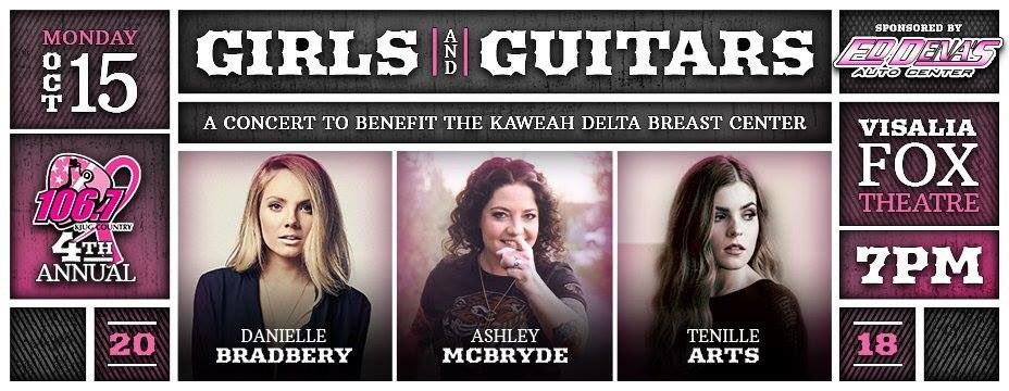 It’s goin down in 1 week! @1067KJUGCountry #GirlsAndGuitars to benefit the Lost Girls Mammogram Fund. @DBradbery @AshleyMcBryde @TenilleArts tix are free donations accepted at the door. go to kjug.com to get ticket locations. @KJUGTory