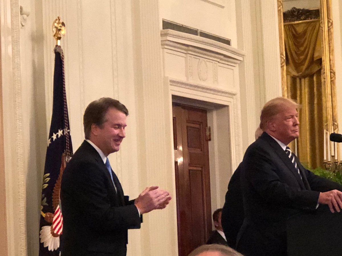 IngrahamAngle's tweet photo. Here POTUS acknowledging Kavanaugh’s wife and daughters. #SCOTUS #LifeTenure #JusticeKavanaugh @realDonaldTrump https://t.co/xTzzwBpxMh