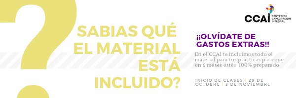 CCAIMonterrey's tweet photo. Cuándo estudias los gastos suelen salirse de tu control? 💸
En el CCAI no hay gastos imprevistos, ya que te incluimos los materiales ✅ y de excelente calidad 👍 https://t.co/QWsPFTaJ50