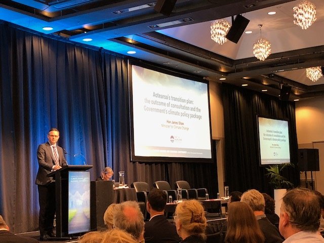 sustbusiness's tweet photo. “No other country in the world has a business group committed to tackling climate change like NZ businesses”: Minister for Climate Change, @jamespeshaw #ccbc2018 #edsclimatechat https://t.co/nlmtPXZnHw