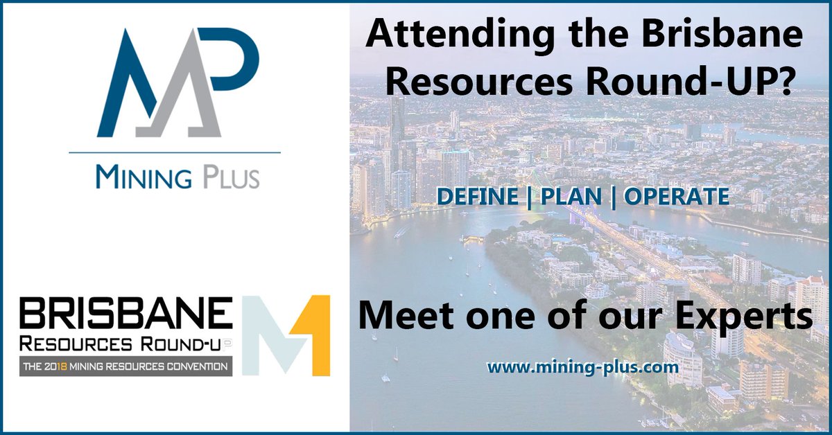 MiningPlus_'s tweet image. Next week Mining Plus will be attending the Brisbane Resources Round Up 2018 event. Guilherme Barboza – Manager – North East Australia and Colin McVie – Manager – Project Development are keen to meet you. Pre-arrange a meeting with us via info@mining-plus.com
