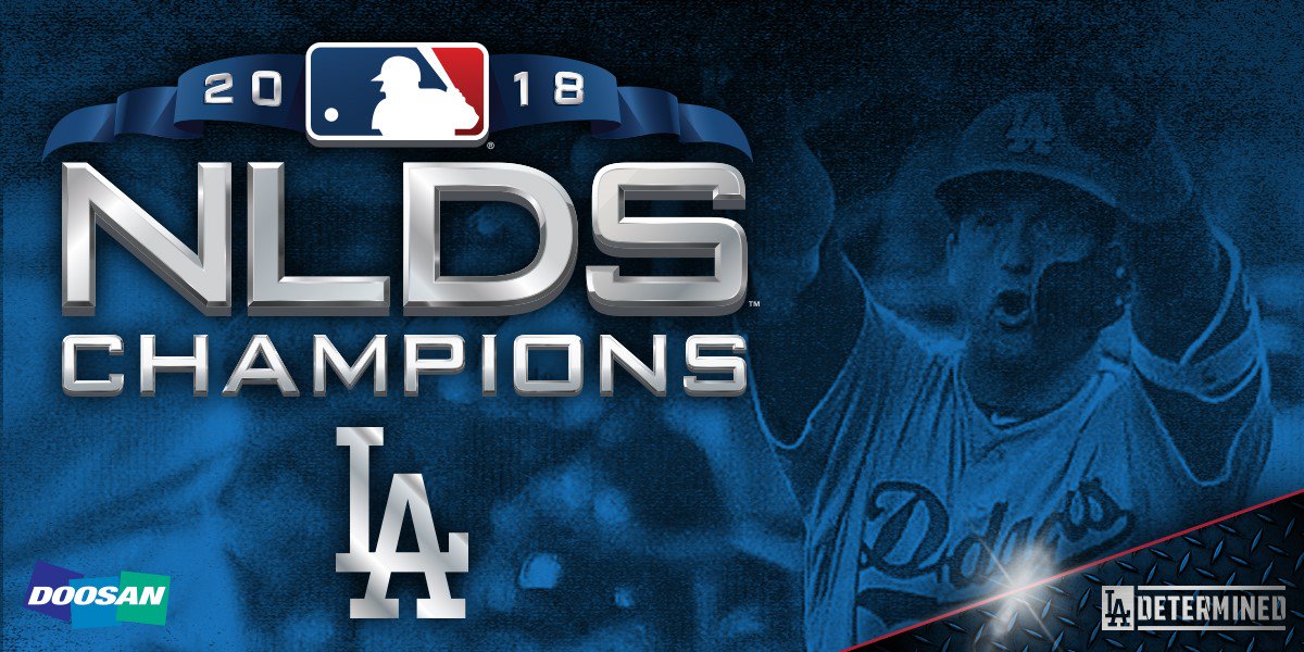 Dodgers's tweet photo. Moving on to the NLCS! #LADetermined https://t.co/IPtCbdKFzE