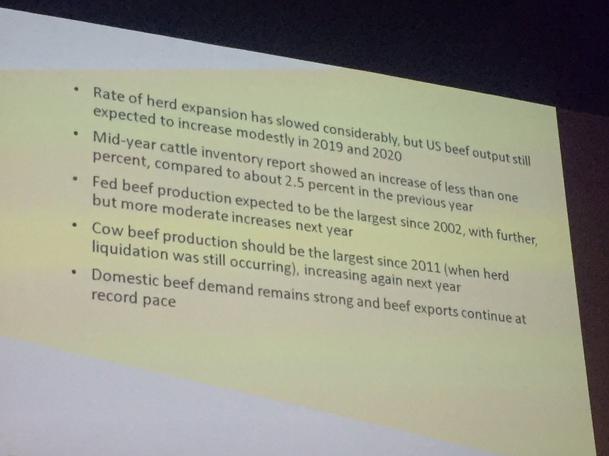 MarkQCL's tweet image. @qclnews #BeefEx2018 US’s rapid cattle herd growth is slowing but increase will continue to 2020. Fed beef production highest since 2002. - David E Williams, Informa Economics