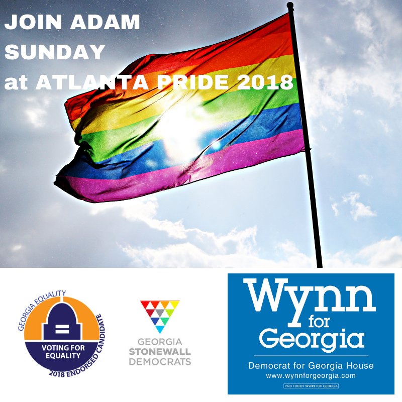 itsAdamWynn's tweet photo. I look forward to seeing everyone at Pride on Sunday. Will you be marching or watching?
#gapol #bluewave #lgbt #pride #atlantapride #georgiaequality https://t.co/PoGRpzufU2