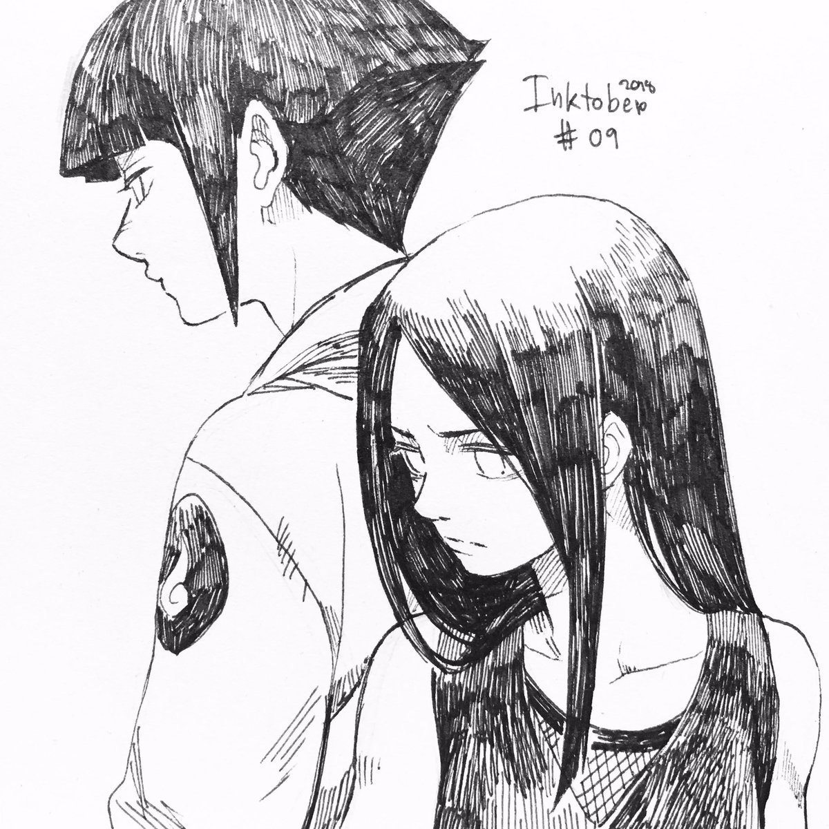 เดย์เก้า นอนไม่หลับอีกแล้ว #inktober2018 #naruto #hinata #hanabu 
