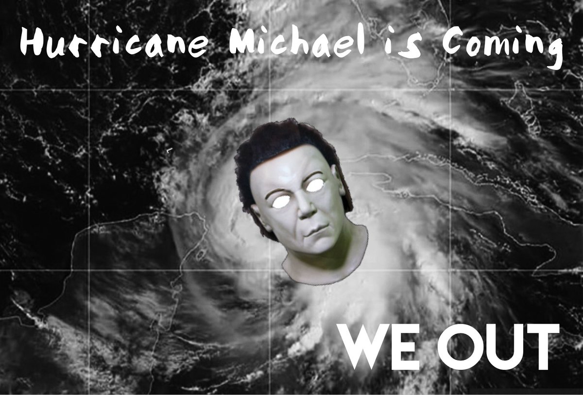 janettebobblett's tweet photo. I couldn’t help myself.  Lol. #hurricanemichael #michaelmyers #hurricanemichaelmyers #weout #florida #forgottencoast https://t.co/oLtkaxbUku