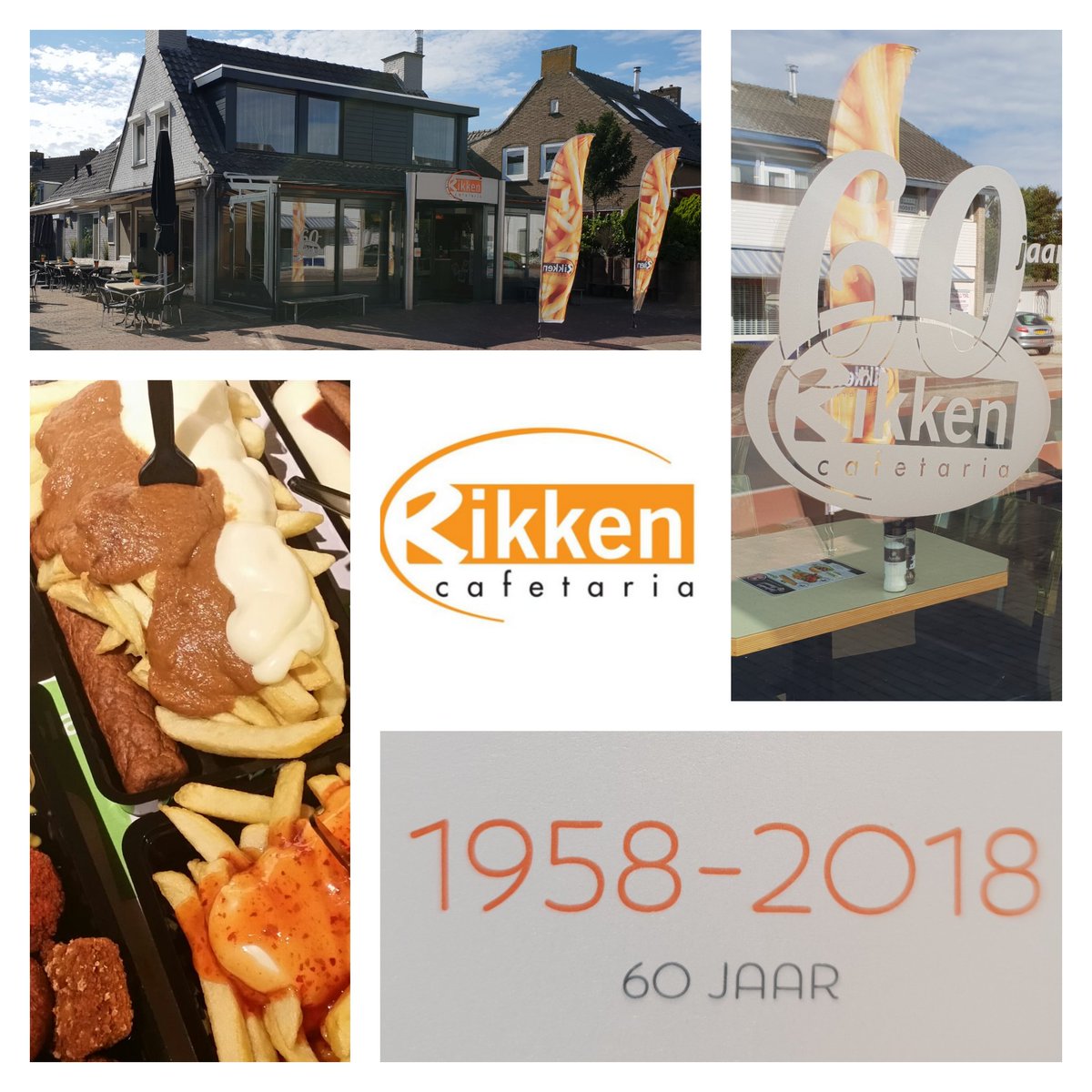 60 JAAR CAFETARIA RIKKEN! 
Dat gaan we van 24 t/m 28 oktober vieren in onze feestweek met allerlei aanbiedingen en leuke acties! Blijf ons volgen om te zien wat we allemaal gaan doen. 
#60jaar #cafetariarikken #jubileum #feest #feestweek #rikken #breedeweg #groesbeek #friet