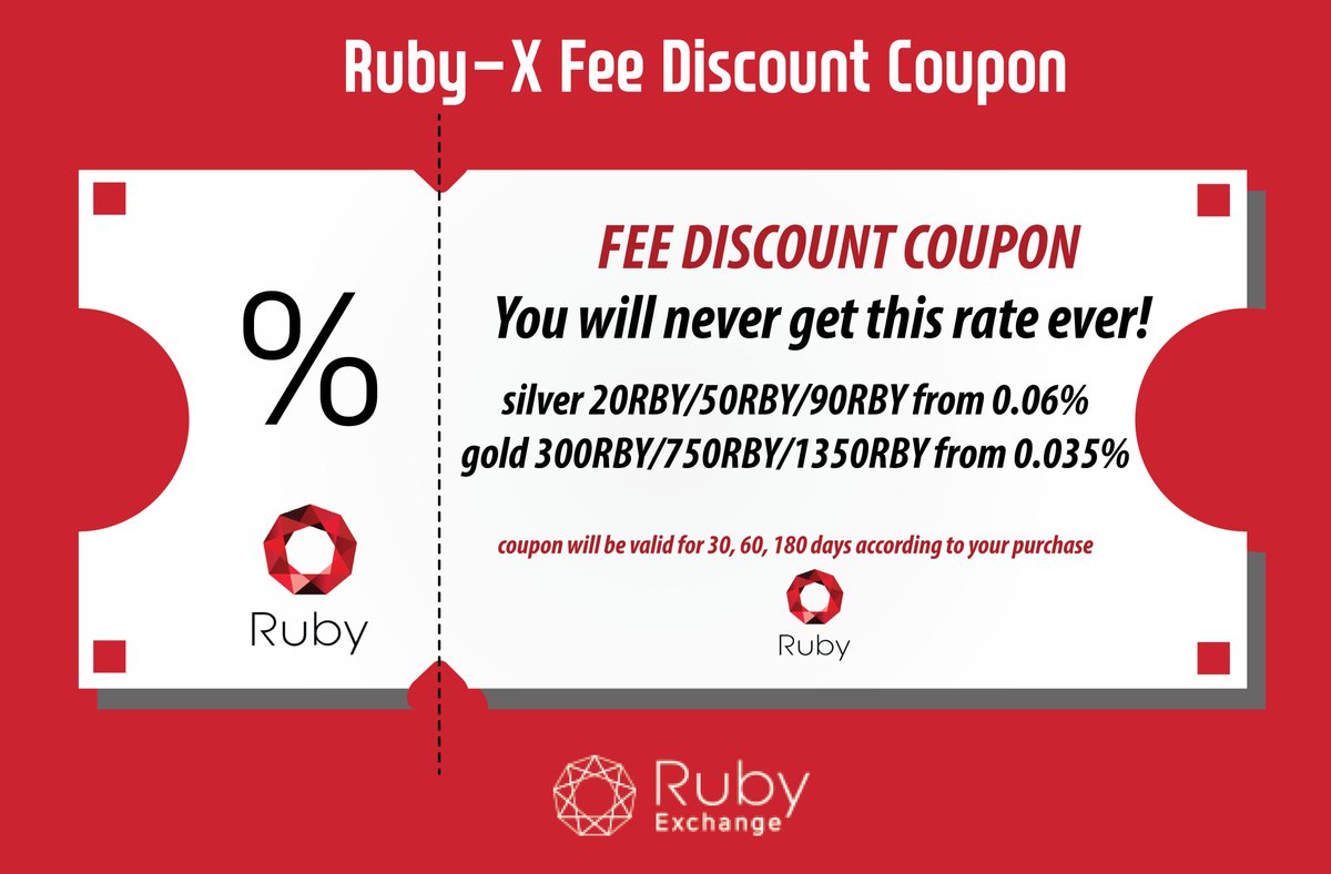 Hi! This is 😉Ruby-X.😉
Get ✨#FeeDiscount Coupon🌟 and Apply 🔹2nd Trading Contest🔹!

👾The minimum giveaway is US $1,000 worth🤩👾!

✈️Fee Discount Coupon : ruby-x.io/quick/couponPu…
🚀Apply 2nd Trading Contest : ruby-x.io

#RubyExchange #TradingStrategy #RBY