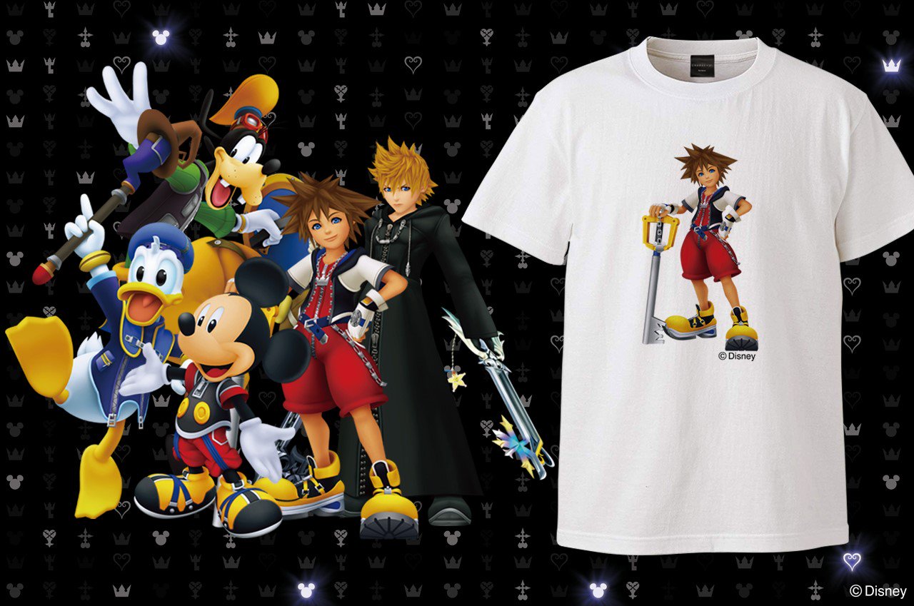 ディズニーゲーム公式 通販サイト キャラチョイ で キングダムハーツ Tシャツを好評販売中 ミッキー やソラ等のメインキャラクター以外にも色々なキャラクターが 好きなキャラクターを選んで色々なプリント位置に配置できるよ 自分だけの
