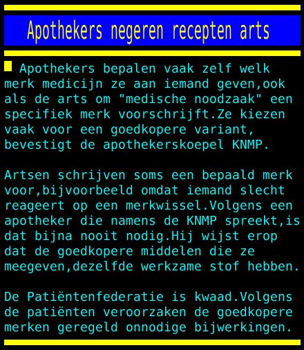 Teletekst's tweet photo. Apothekers negeren recepten arts https://t.co/QhX9LFPvyz