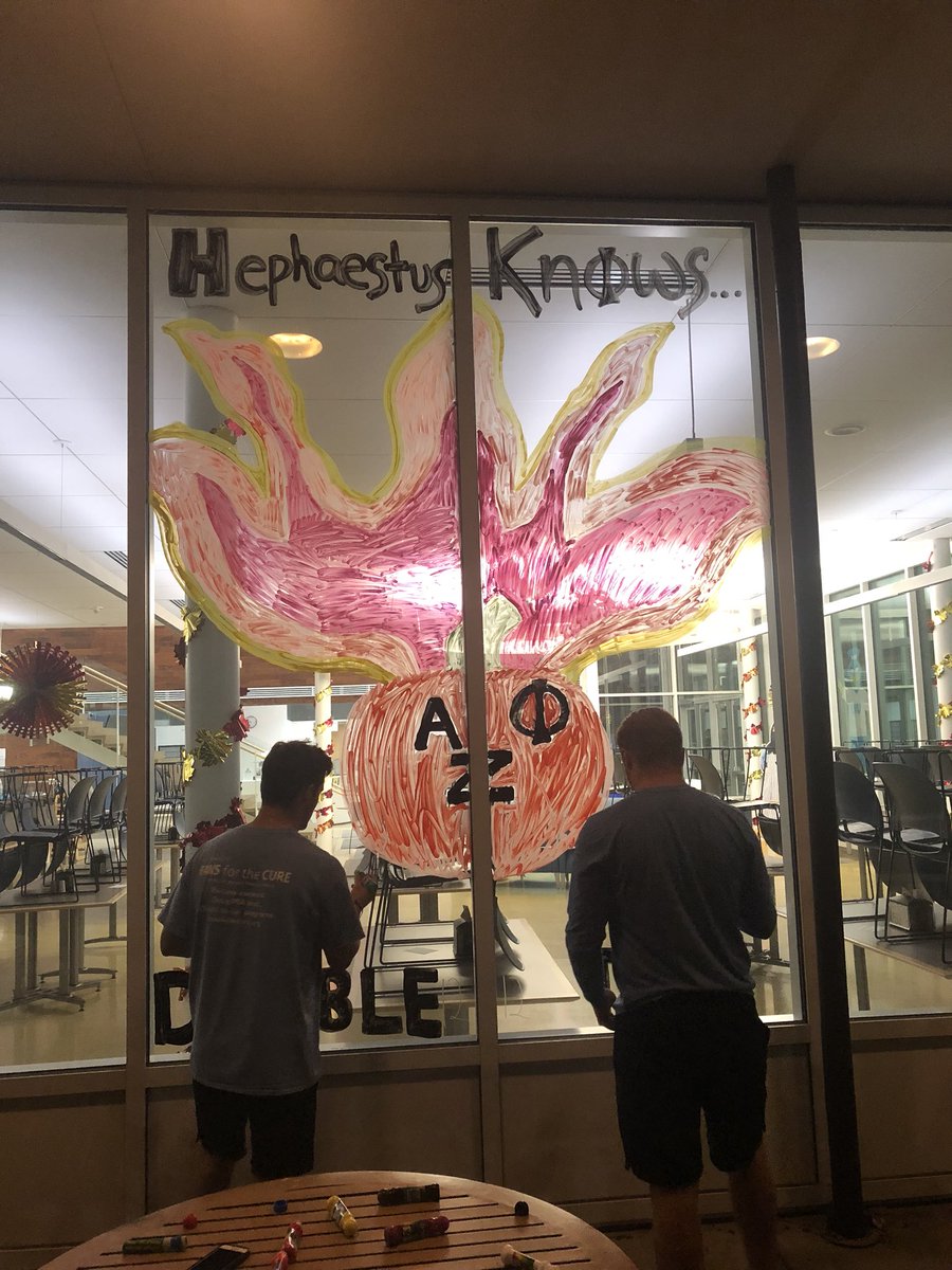 AZPuiu's tweet photo. Sophomores take over homecoming window painting for the “Peacock Pride Ignited... It’s Lit!” theme. https://t.co/GZkyyOxfPK