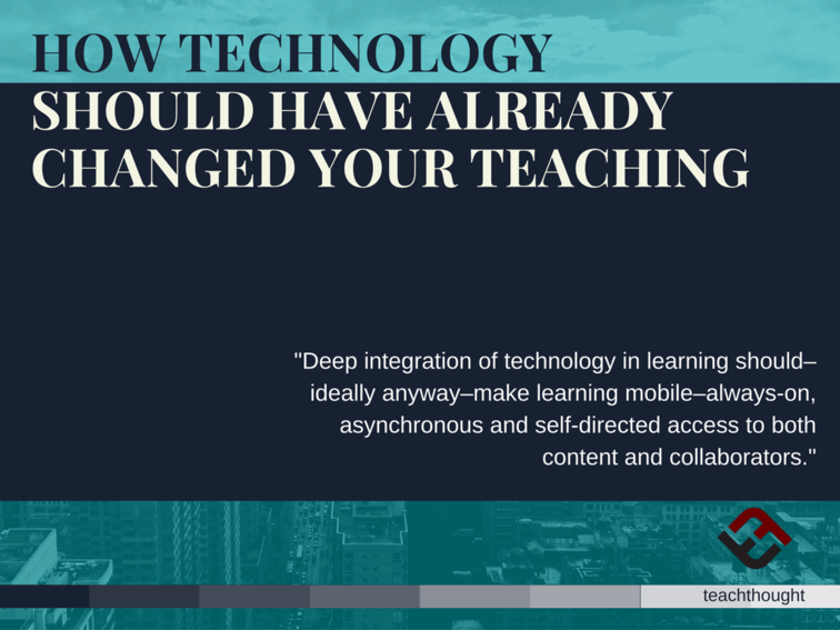 TeachThought's tweet photo. How Technology Should Have Already Changed Your Teaching https://t.co/h5hho1p119 #edtech https://t.co/3G0tISedt1