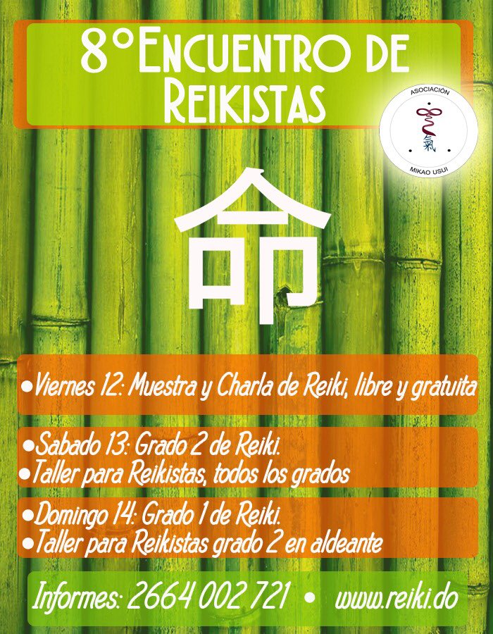 reikistas's tweet photo. 8* Encuentro Internacional de Reikistas - San Luis 2018
12 al 14 de octubre - San Luis, Argentina
#BuenMartes #FelizMartes
#Reiki #Reikistas #CongresodeReiki #encuentrodeReikistas #SL2018 #SanLuis #Espiritualidad #RT #Fav https://t.co/JhDeZFwAPU