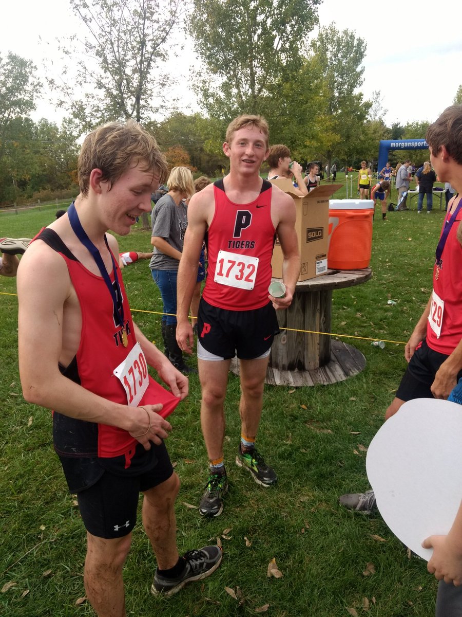 PHScctf's tweet photo. Cross Country team running at Kearney today.  Andrew Rote with a 5th place finish.  It was a muddy race but the rain is nice. https://t.co/G51xAq6hxz