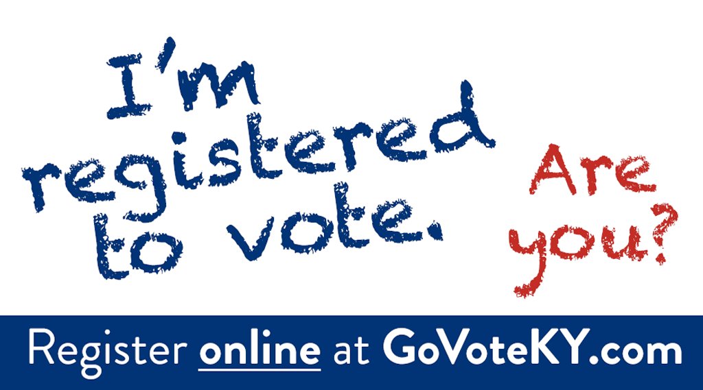 KySecofState's tweet photo. Are you registered to vote? 

RT &amp; ask your family &amp; friends to #RegisterToVote or update their registration by 4pm TODAY! #GoVoteKY #BeAVoter

➡️ https://t.co/MGjRa7t9zL https://t.co/hEQXZHKRlt
