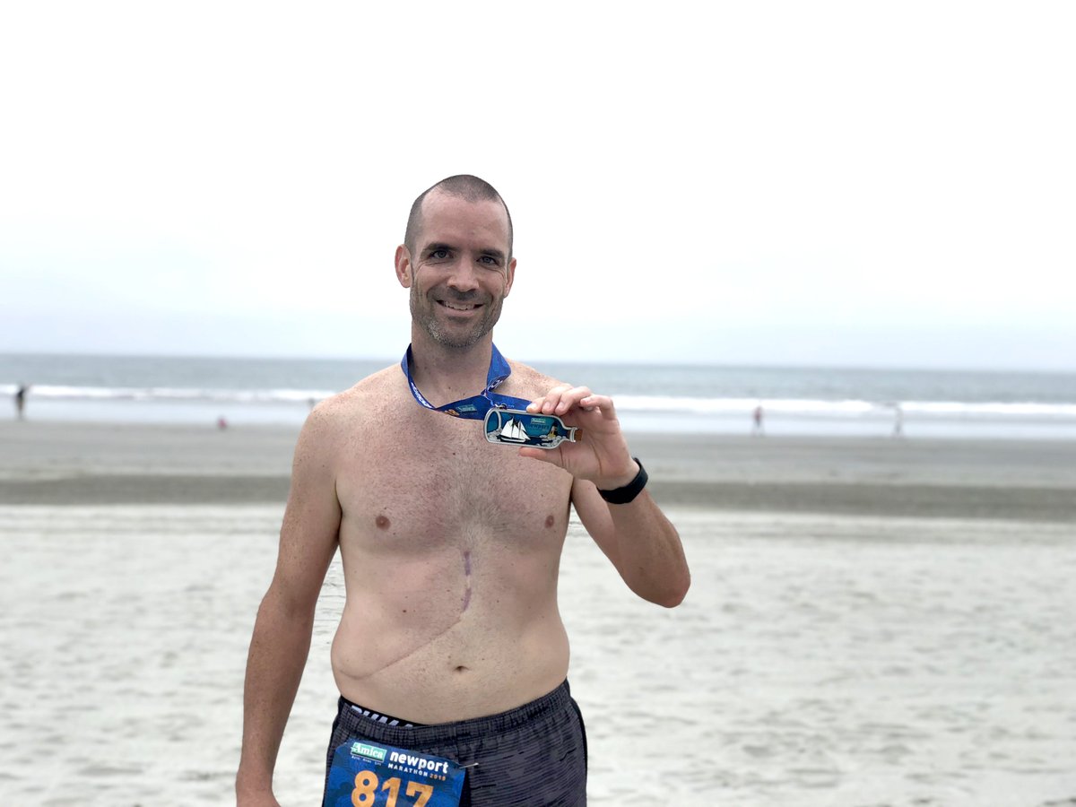 livergivers's tweet photo. Living liver donors recover and run marathons! 69th overall in the 2018 #newportmarathon 16 months after surgery. Become an organ donor today! https://t.co/rVLgxZpN9h