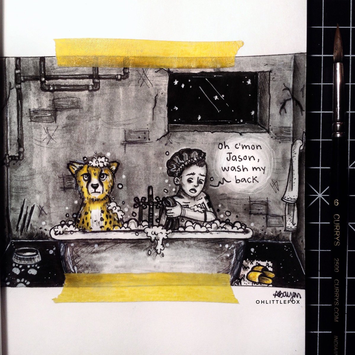 ohlittlefox's tweet photo. :.pet cheetah.: | @tylerrjoseph  @twentyonepilots #cliqueart #trench (inktober day 08: star) https://t.co/xeNEz8G3p6