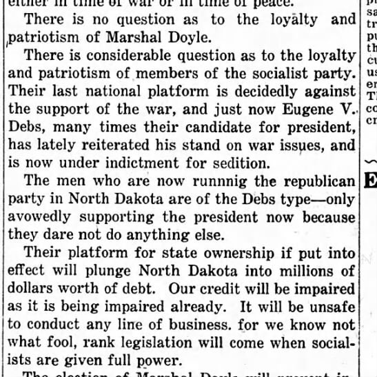 🤥<a href="/POTUS28_1917/">President Wilson</a> Wilson and his Democratic Party Of Warmongers are hailed, while the Republicans are inaccurately equated to <a href="/EugeneDebs1918/">Eugene V. Debs</a>, and The Socialist Party? The Socialist Party stands loyal to the Proletarian Class. Patriotism? Merely a virtue of the vicious. #1918LIVE