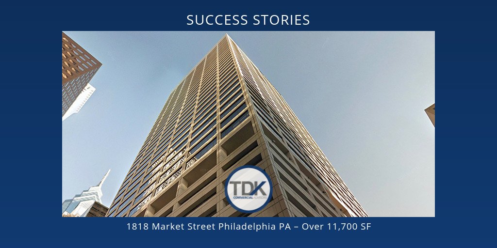 TDKCA2's tweet photo. TDK Commercial Advisors announces the completion of an 11,700 sf headquarters office lease on behalf of Kelley Jasons McGowan Spinelli Hanna & Reber at 1818 Market Street #Philadelphia PA.
Learn more: https://t.co/4olMeLnhfT
#successstories #cre #tdkca https://t.co/58i24g6to9