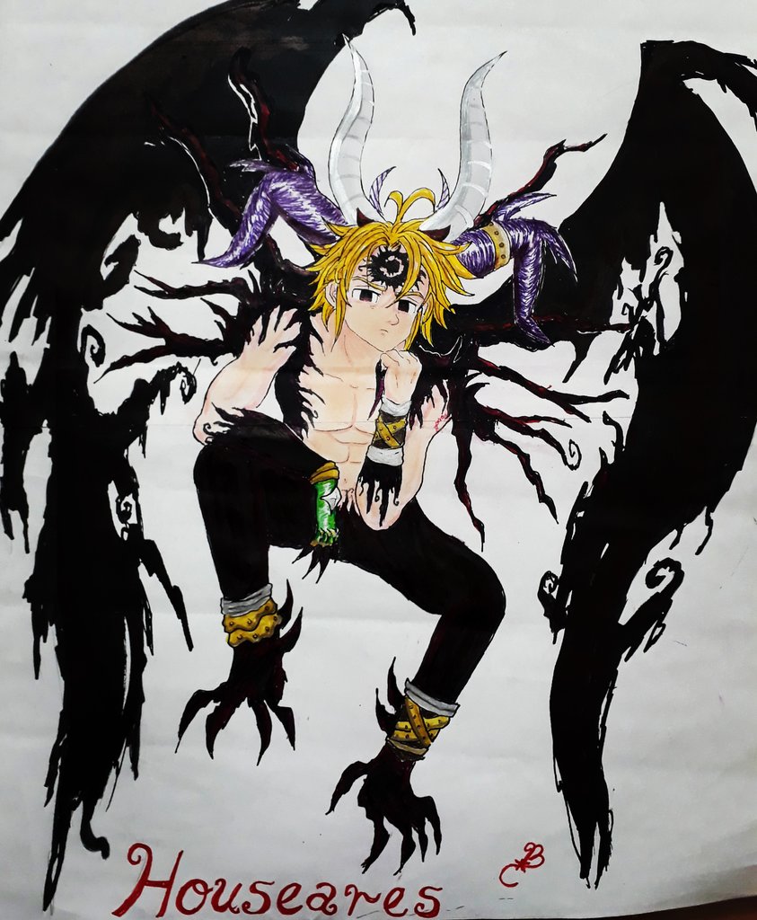 Houseares Bren After The Necessary Time Everything Stops Hurting Sevendeadlysins Meliodas 七つの大罪 エリザベス メリオダス Demonking 魔神王 Fanart Animefanart Painting Nanatsunotaiza Darknight Inspiration