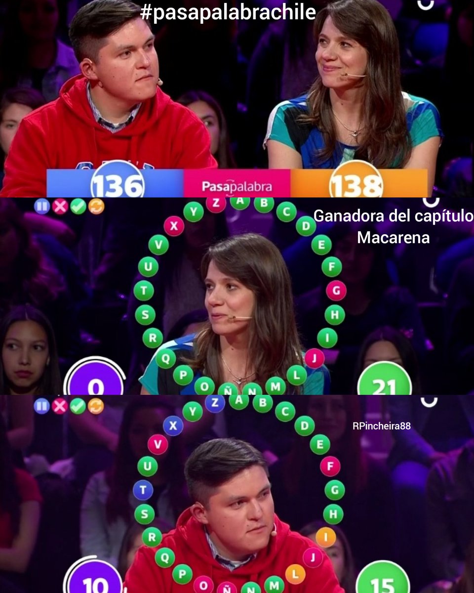 RPINCHEIRA88_'s tweet photo. La ganadora nuevamente del capítulo es #MacarenaDerado con 21aciertos contra 15 aciertos de #AlexanderRodriguez , Macarena llegó con 2 seg. más que Alexander al #rosco
 #PasapalabraChile  .Dbat #CHV #Repechaje #Pasapalabra #Chile #Pasapalabraschv #instagram #pasapalabrachv https://t.co/trpm1U76mI