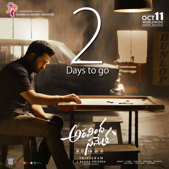 SravaniSayz's tweet photo. 2 Days to witness the #RageOfTiger... #AravindhaSamethain2Days 

@tarak9999 #Trivikram @MusicThaman @hegdepooja @vamsi84 #AravindhaSametha https://t.co/xR1PDZGN9G