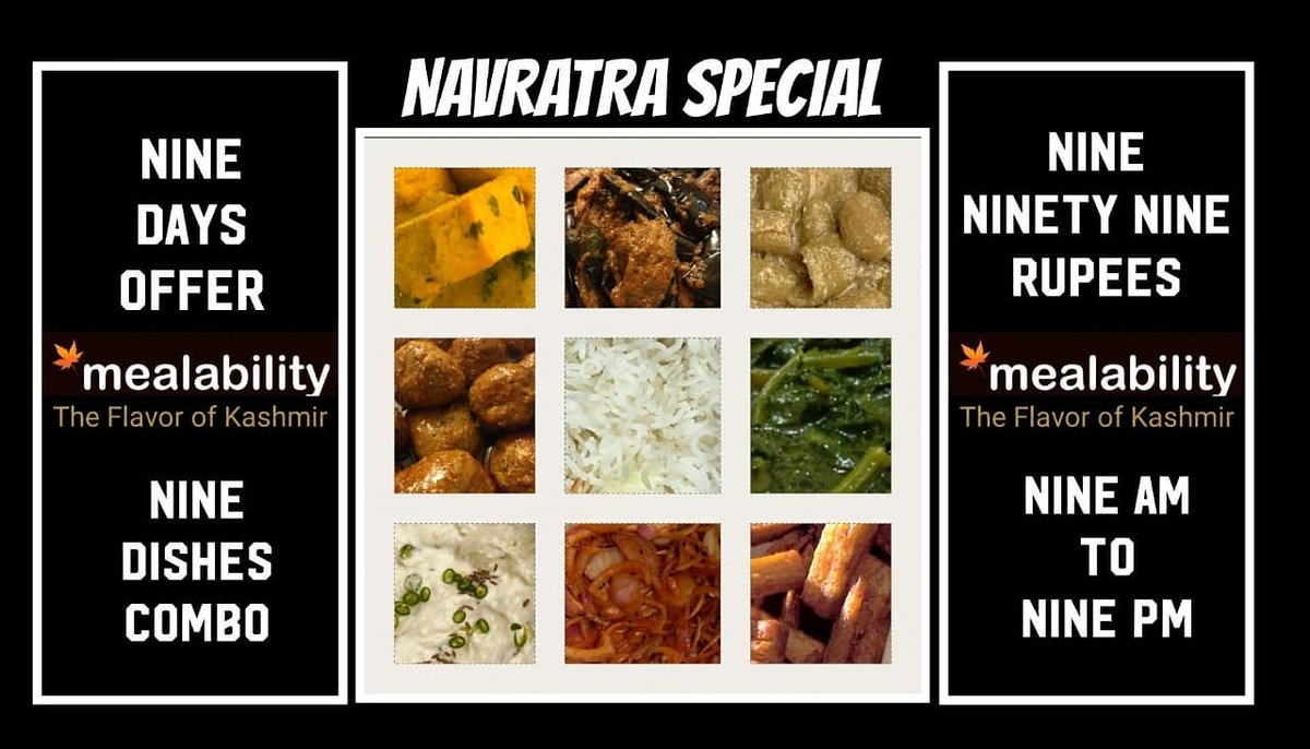 mealability's tweet photo. Now taste the finest of #KashmiriVegetarianCuisine
#PlaceYourOrdersAt9871511111
#PaneerKaliya #KhatteyBaingan #Alyakhni
#DumAloo #Rice #HaakhSaag
#MooliChutney #PyazChutney #NadruChurma 
#Rs999only 
#DeliveryChargesAndGSTApplicable
#MinimumTwoSetsToOrder
#FineArtBySanjayRaina https://t.co/CchSN3X1Jg