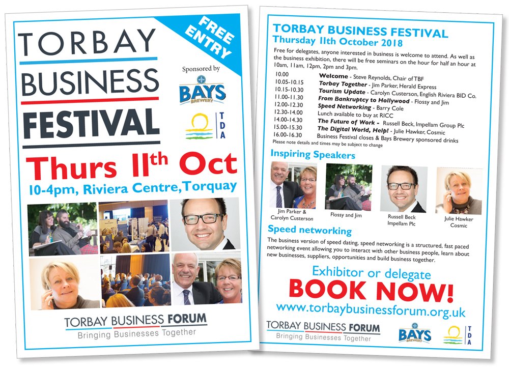 We will be exhibiting at this great event on Thursday. Pop by to chat to the team, to see how we can help your business. #torbay #torbaybusinessfestival #devon #networking