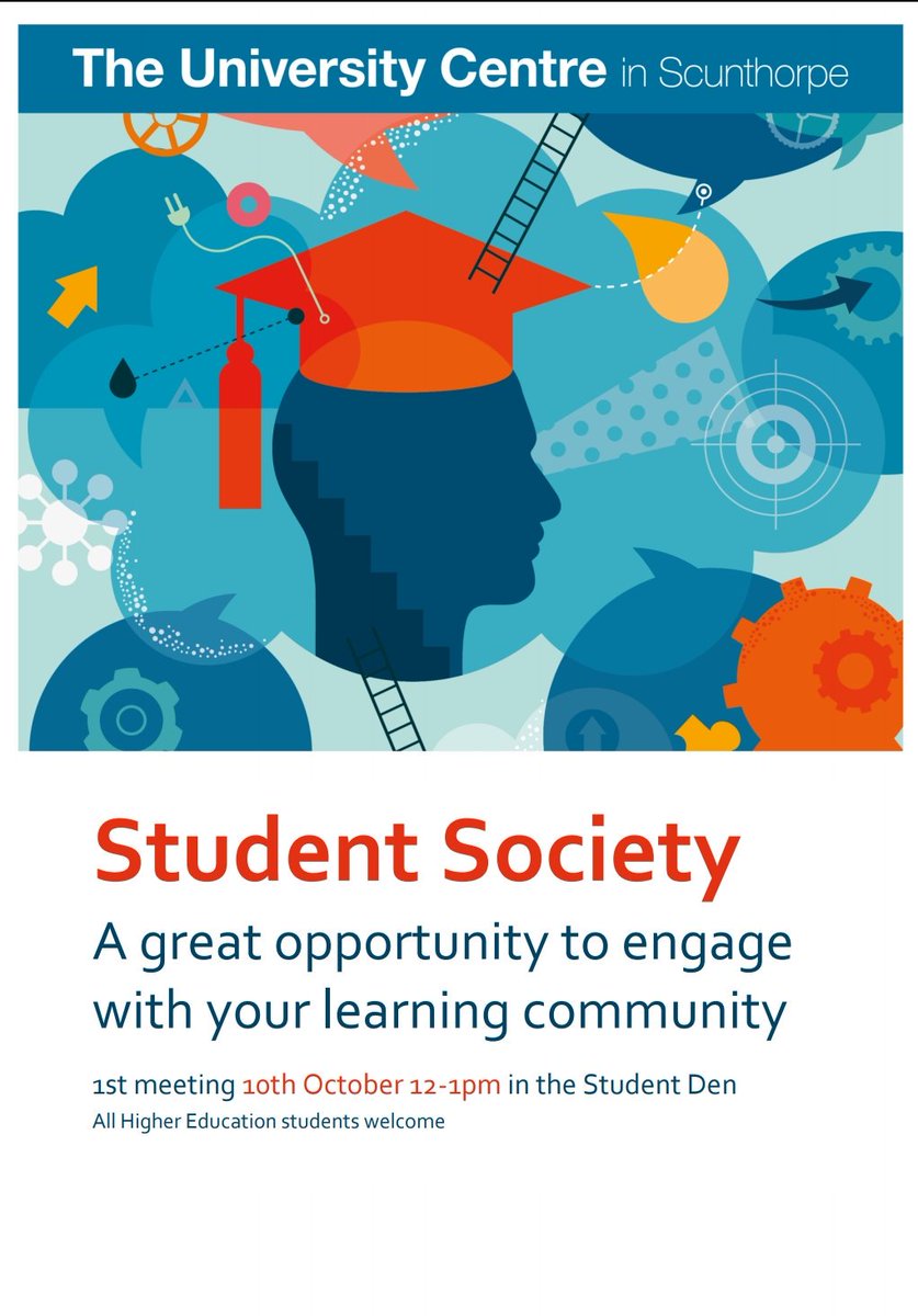 To all HE students, it's our first Student Society meeting this Wednesday 10th October at 12pm. Everyone is welcome, so bring your lunches and join in. We look forward to seeing you there. <a href="/NorthLindsey/">NorthLindseyCollege</a> #studentsociety #studentengagement #highereducation