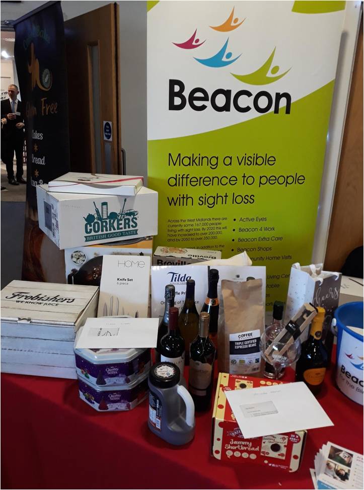 BeaconCentre's tweet photo. The beacon are @SixwaysStadium Worcester for @pdfoodservice exhibition today who chose the Beacon to be their charity of choice . Gifts have been donated generously by companies and all proceeds from the raffle will be given to the Beacon.
#beaconvision #beacon #VI #charity https://t.co/J1CDSdRaeD