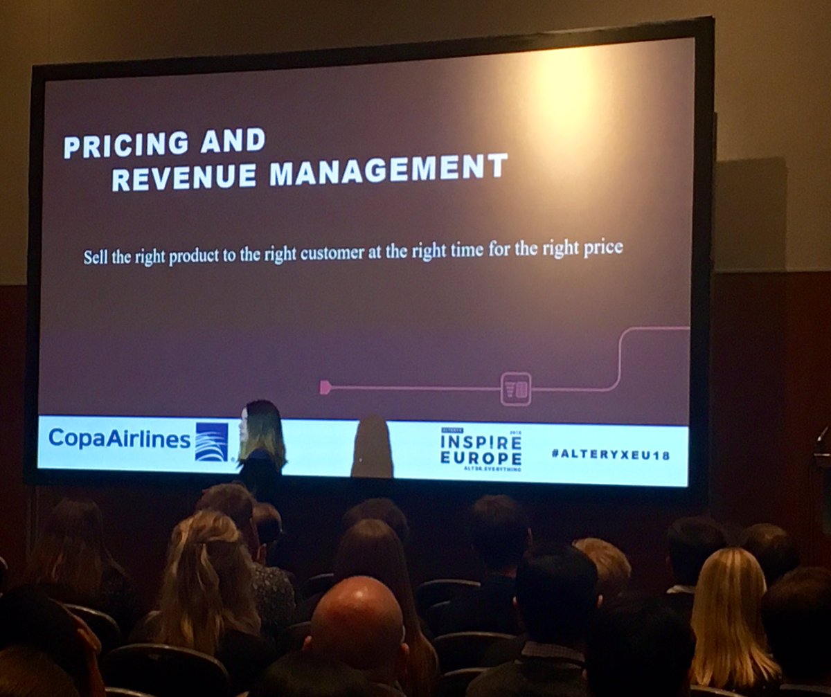 AlteryxBeth's tweet photo. The right product to the right customer for the right price - how @CopaAirlines is solving with #Alteryx. #AlteryxEU18 https://t.co/kWC8EUiUwD