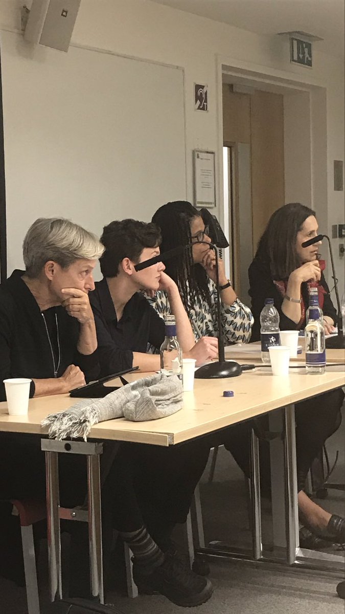 Here is an image of my mum nailing life speaking on a panel with Judith Butler