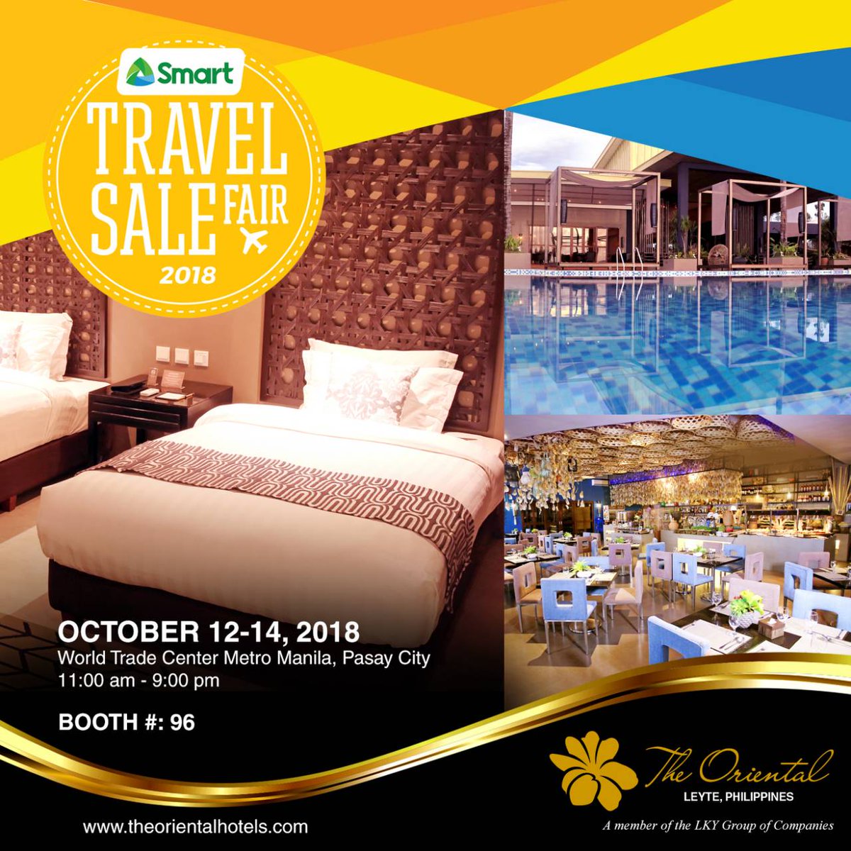 It's time to book a travel getaway and get a chance to avail various discounts and special travel packages!
 ‍‍‍‍‍‍ ‍‍
The Oriental Hotels And Resorts will be joining the Smart Travel Sale Fair 2018 this coming October 12-14, 2018 at World Trade Center.

See you at booth #96!